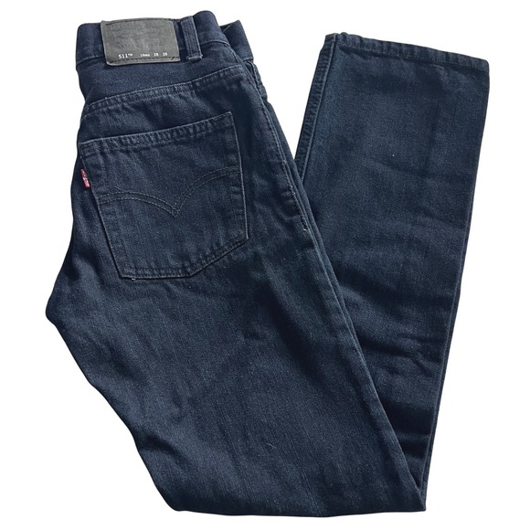Levis 511 Slim Fit Dark Jeans Youth Size 16 Reg Black Denim Pants Stylish Sport - Picture 1 of 12